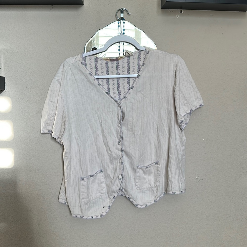 white short sleeve button up